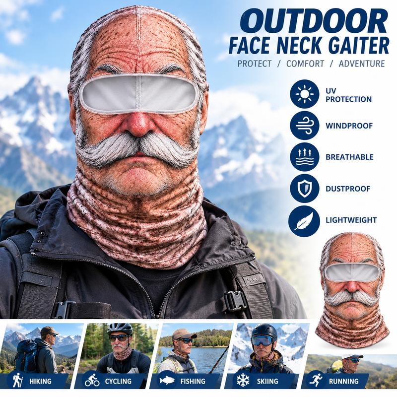 Old Mug Balaclava worn outdoors in winter