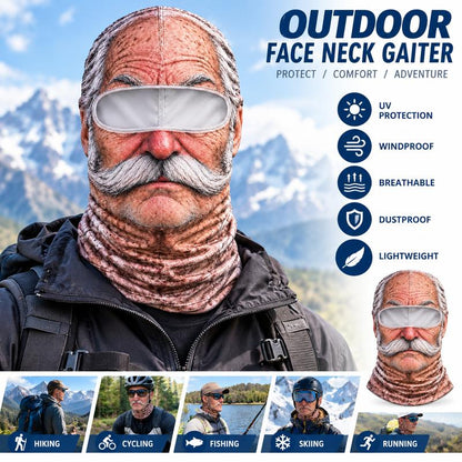 Old Mug Balaclava worn outdoors in winter